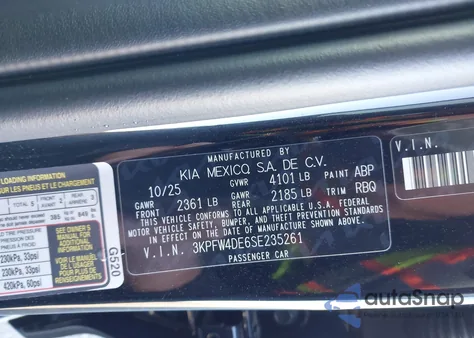 2025 Kia K4 Gt-Line z USA, uszkodzony, nr VIN 3KPFW4DE6SE235261